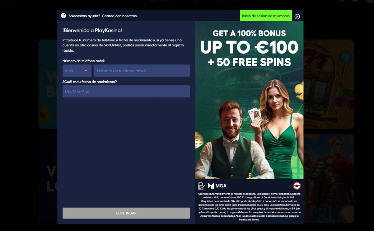 PlayKasino Casino Registro España pc