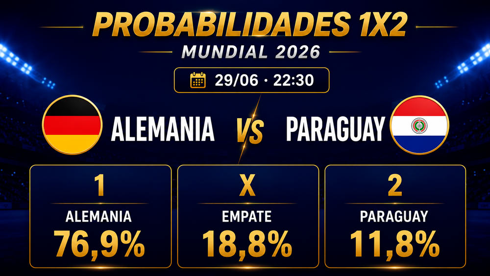 Porcentajes y probabilidades de Alemania vs Paraguay en dieciseisavos del Mundial 2026