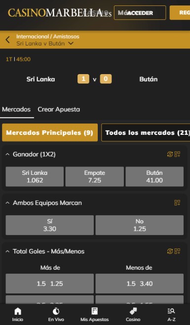 Casino Marbella Apuestas en Vivo España version movil
