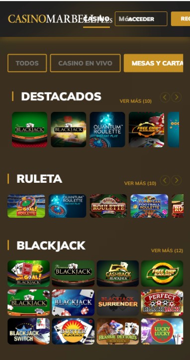 Casino Marbella España Mesas y Cartas