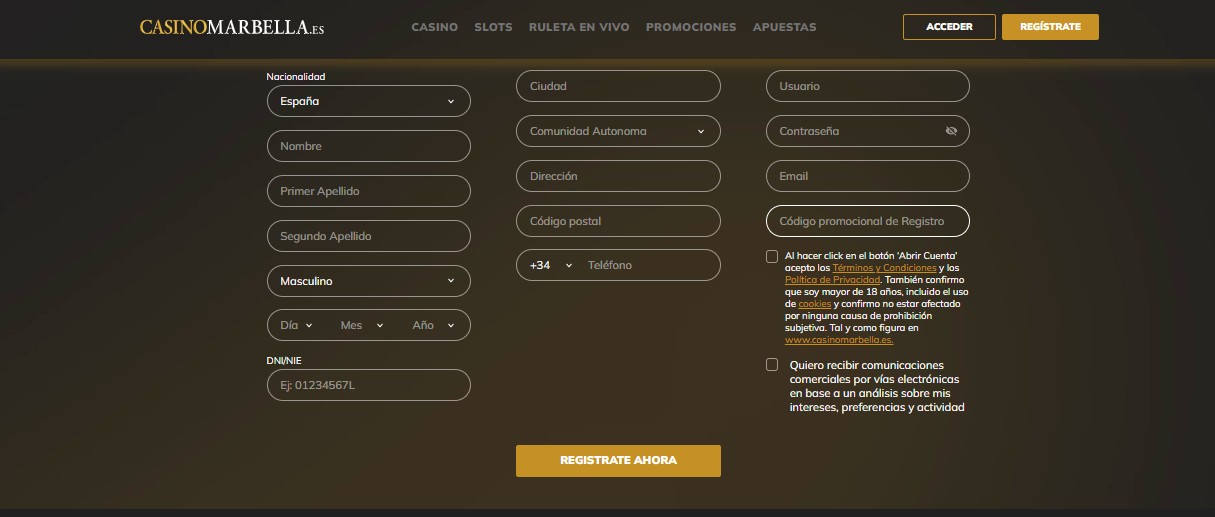 Casino Marbella Registro España