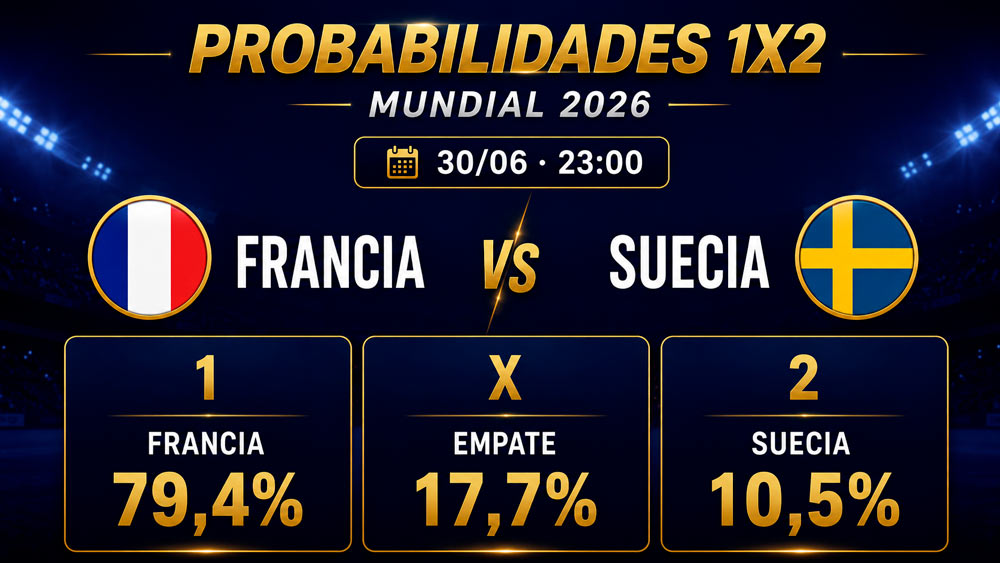 Porcentajes y probabilidades de Francia vs Suecia en dieciseisavos del Mundial 2026