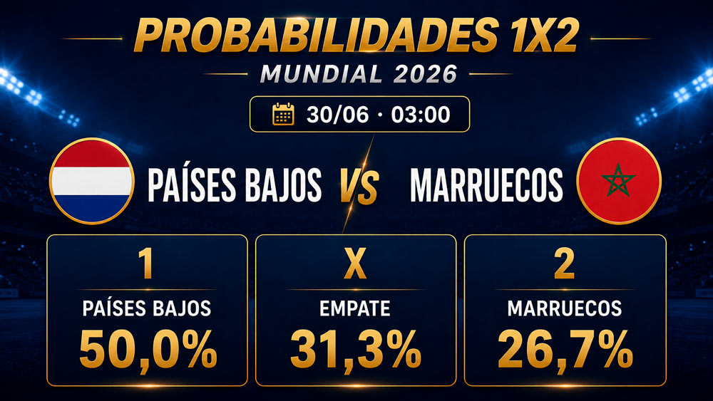 Holanda vs Marruecos probabilidades y porcentajes