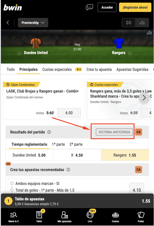 Bwin Victoria anticipada ES