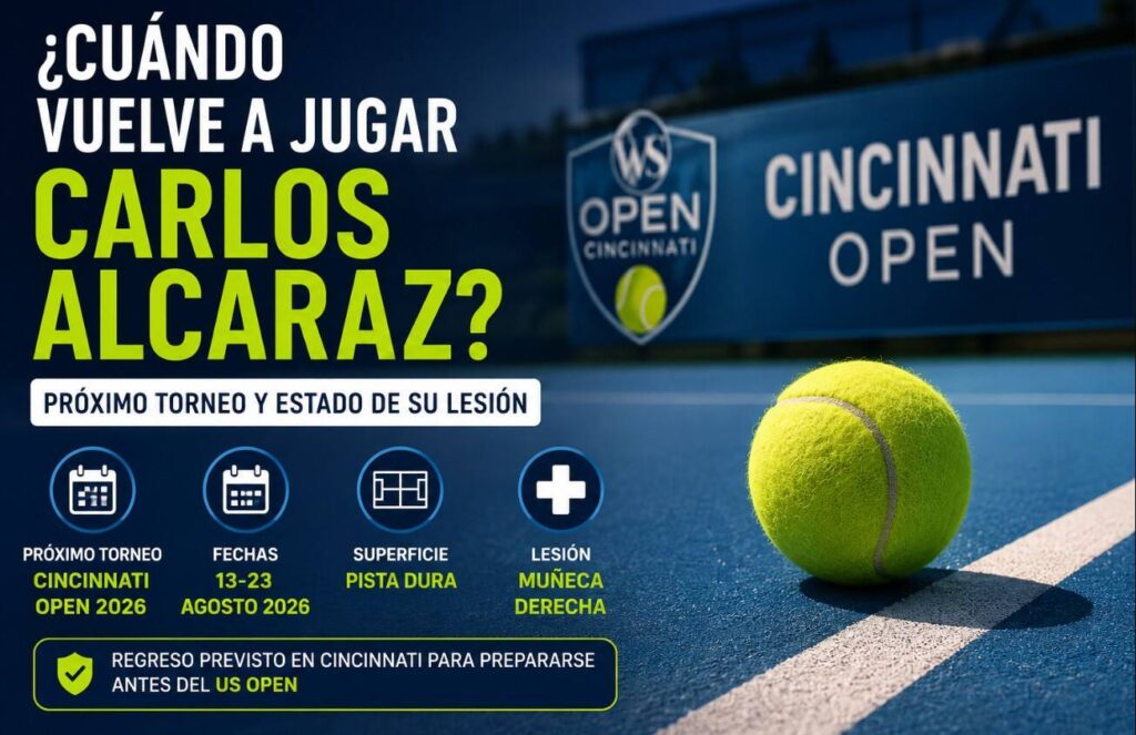 Cuándo vuelve a jugar Alcaraz tras su lesion