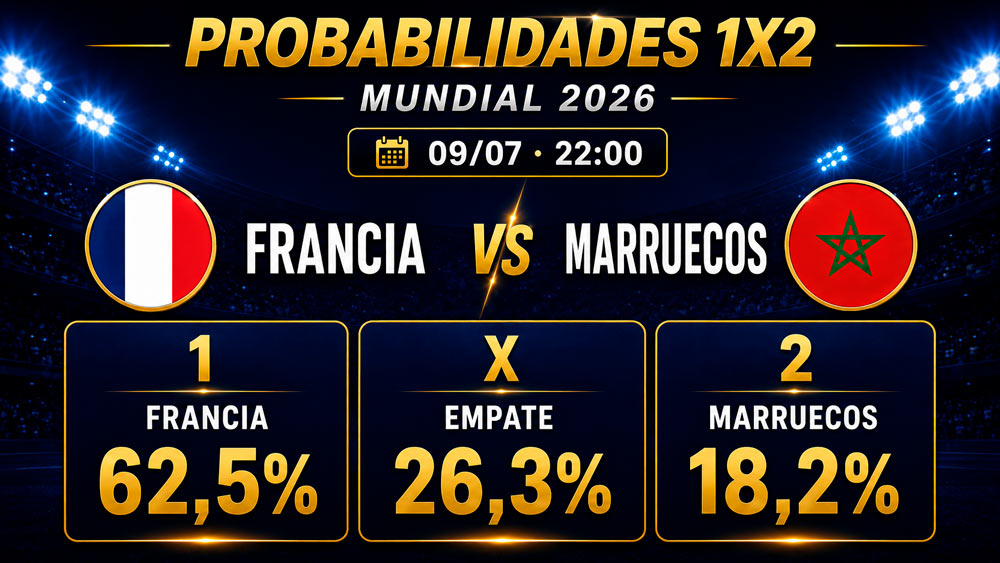 Probabilidades de ganar en cuartos Francia - Marruecos