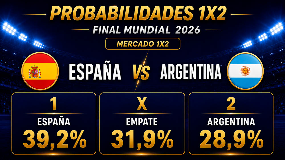 Porcentajes de ganar España vs Argentina Mundial 2026