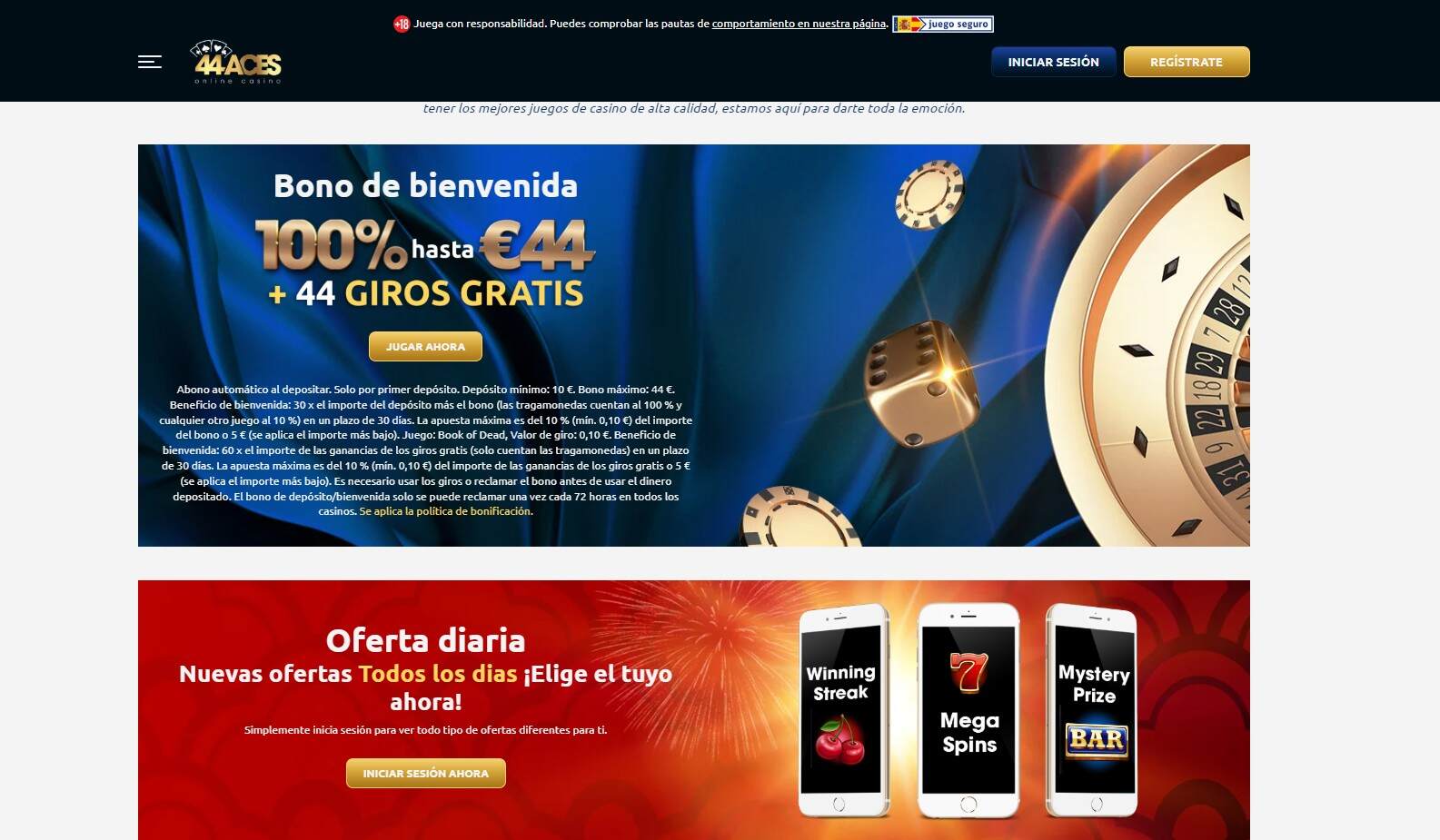 44Aces Casino España Promociones pc