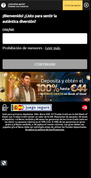 44Aces Casino España Registro versión móvil