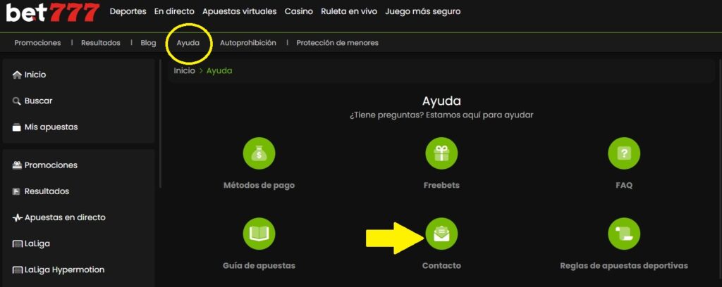 ayuda bet777 españa