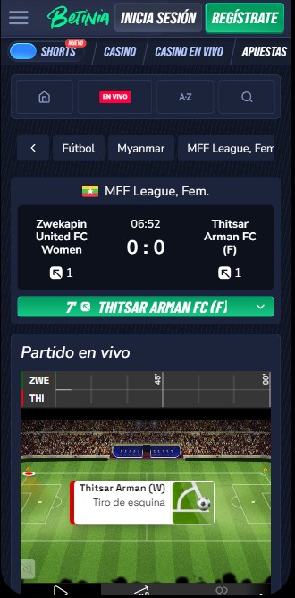 Betinia apuestas en directo España