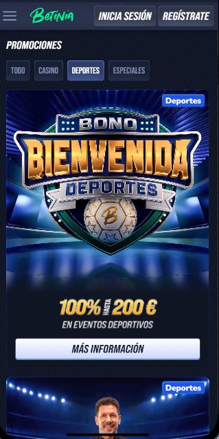 Betinia apuestas Promociones España