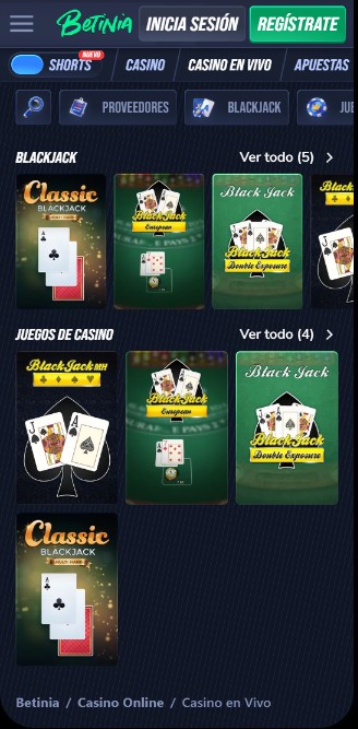Betinia casino en vivo España