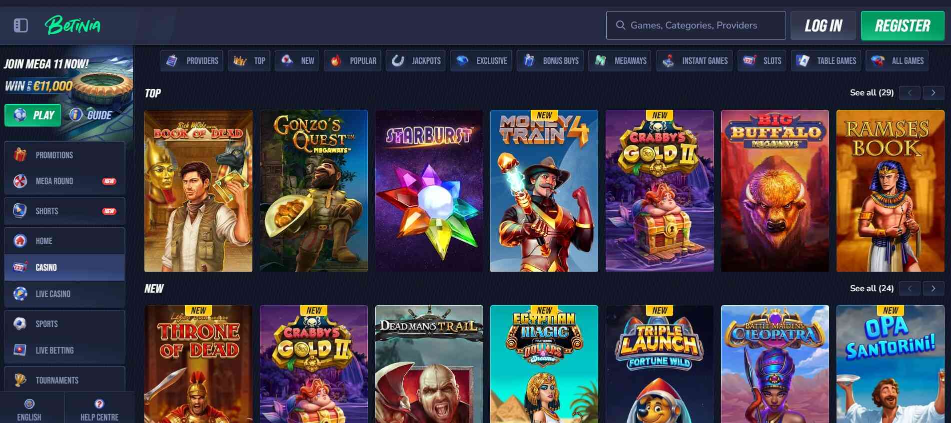 Betinia casino Página principal España pc
