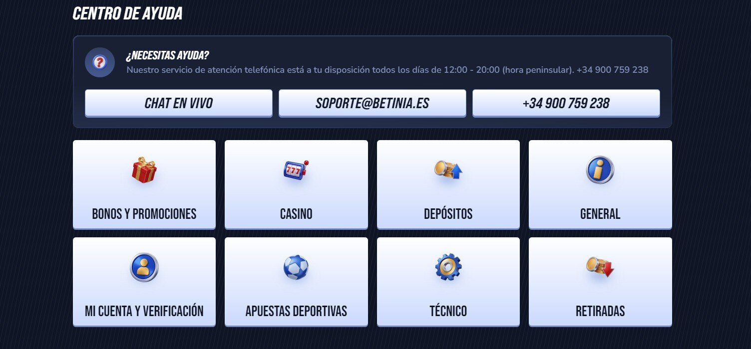 Betinia centro de ayuda España pc