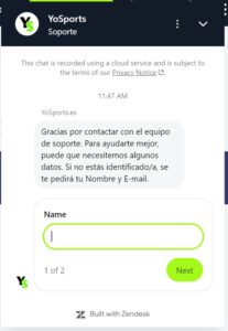 Chat en vivo Yosports España