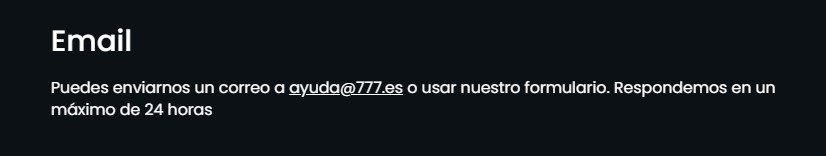 Email Casino777 España