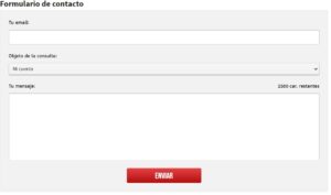 Formulario de contacto Winamax España