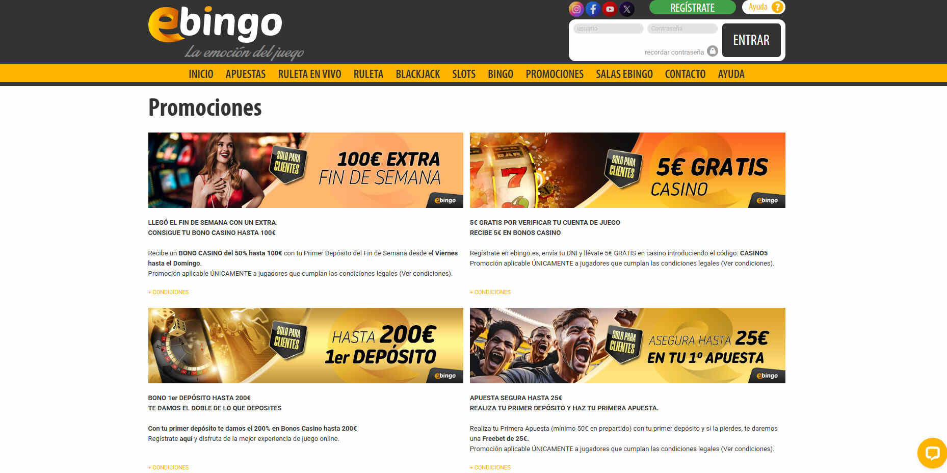 ebingo casino promociones España