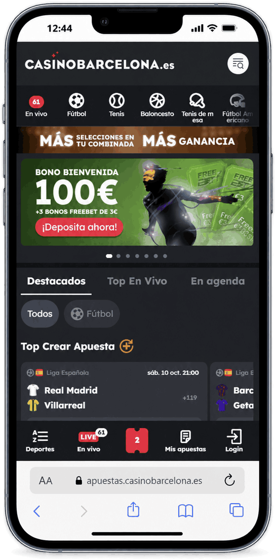 Página de apuestas de Casino Barcelona desde el móvil