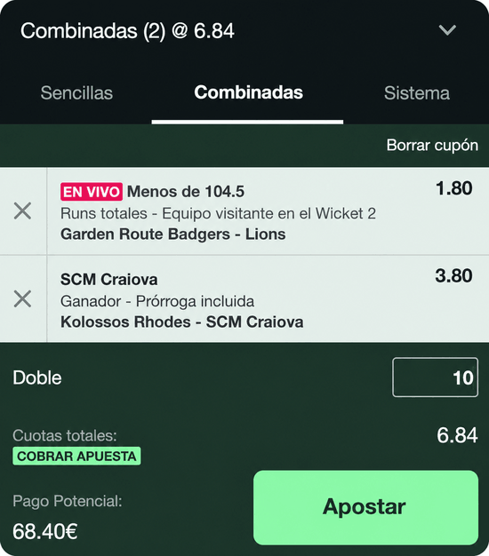 Selecciones deportivas añadidas al boleto de Speedybet